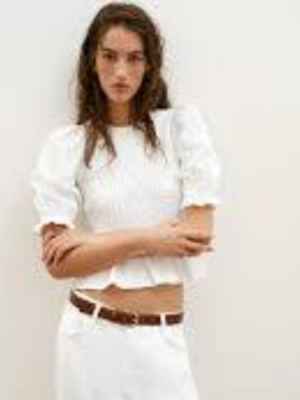 Zara Trafaluc Collection Off The Shoulder Cream Blouse Top Smocked Crop Large